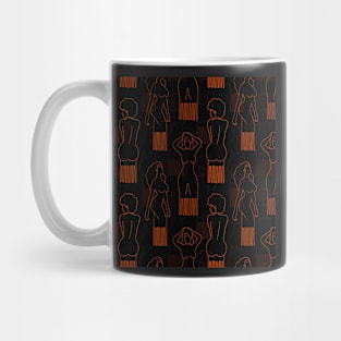 Orange woman-shaped comb on black background Mug